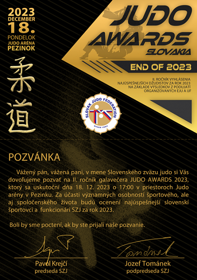 JUDO AWARDS 2023 - Vyhodnotenie najlepších džudistov SZJ 2023 1